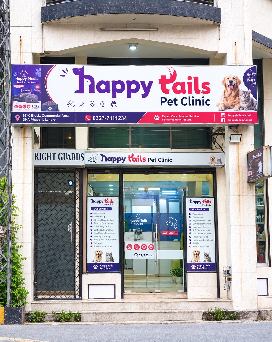 The Happy Tails Pet Clinic reception in DHA Phase 1, Lahore