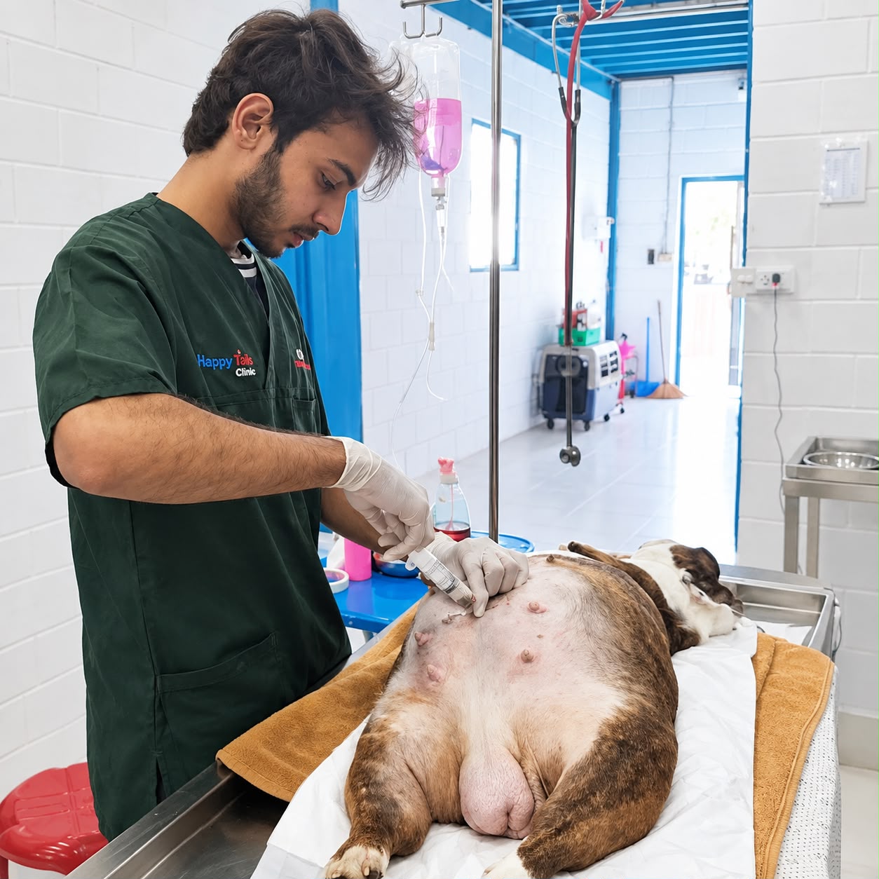 Veterinary team at Happy Tails during a procedure